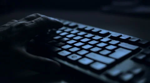 Hands typing text on the keyboard. Night theme Stock Footage 58077975
