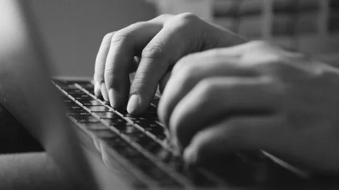 Hands typing text on laptop Stock Footage 127499797