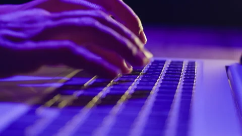 Hands typing text on a laptop keyboard. Stock Footage 231557319