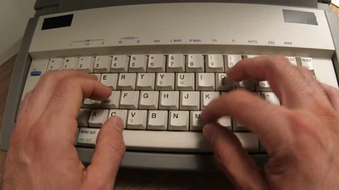 Hands Typing on a Vinatge Computer Keyboard Fisheye Stock Footage 139157911