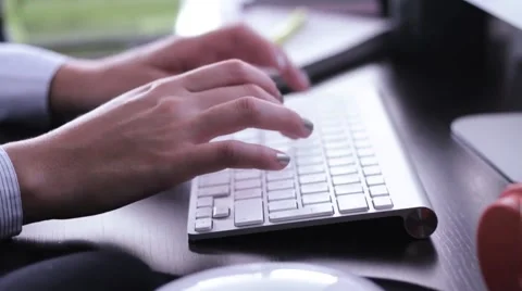 Hands Typing on White Keayboard Stock Footage 46308779