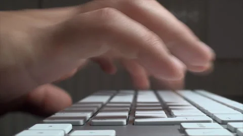 Hands Typing On A White Keyboard, Key, Technology, Desktop, Side Shot Video stock 42849285