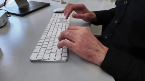 Hands Typing on White Keyboard, Office Work Concept, HD Stock Footage Stock Footage 320174414