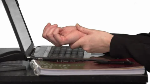 Hands typing with Wrist Pain Stock Footage 34662809