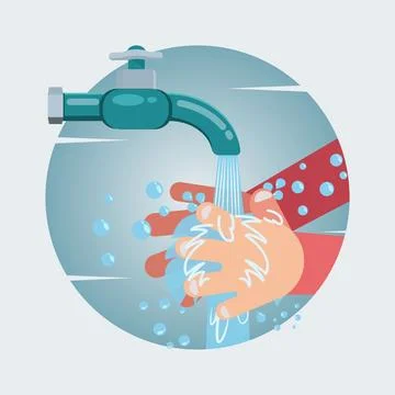 Hands under falling water out of tap vector illustration Stock Illustration