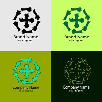 Hands of Unity logo design Stock Illustration