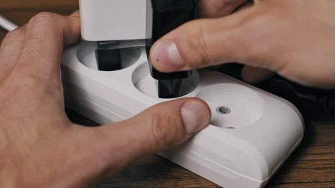Hands Unplug Plugs From Power Strip Sequence Stock Footage 320241943