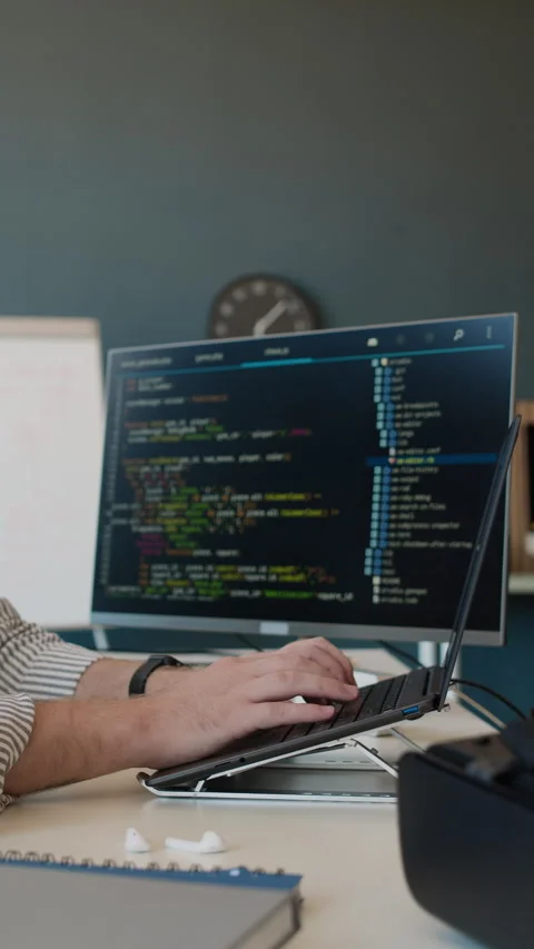 Hands Of Unrecognizable Programmer Coding Stock Footage 283203820