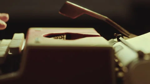Hands of Unrecognizable Writer Typing on Typewriter at Desk Video stock 277544723
