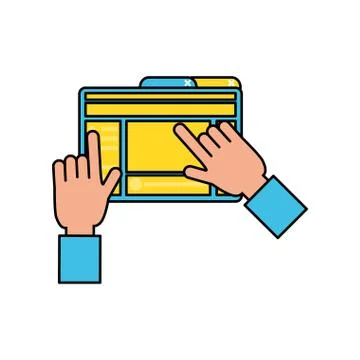Hands user with webpage template media Stock Illustration