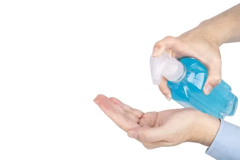 Hands using alcohol gel for protection and clear corona virus and bacteria .. Stock Photos