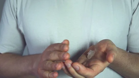 Hands using antibacterial sanitizer gel close-up. Hand disinfection during a  Video stock 127259153