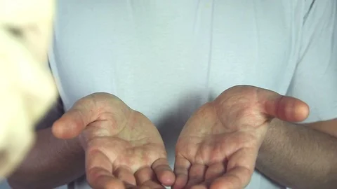 Hands using antibacterial sanitizer spray close-up. Hand disinfection during  Stock Footage 127259136