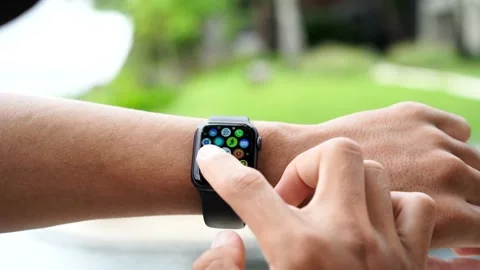 Hands using with Apple Watch Stock Footage 149953740