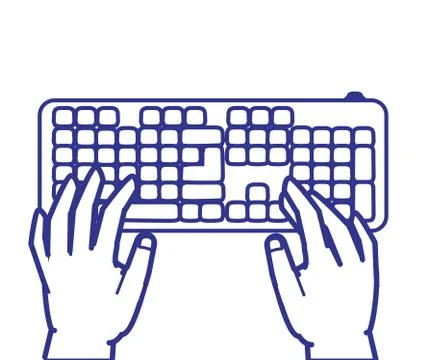 Hands using computer keyboard hardware Stock Illustration