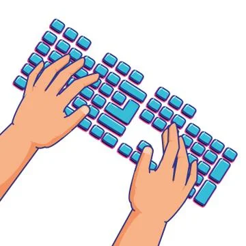 Hands using computer keyboard hardware Stock Illustration