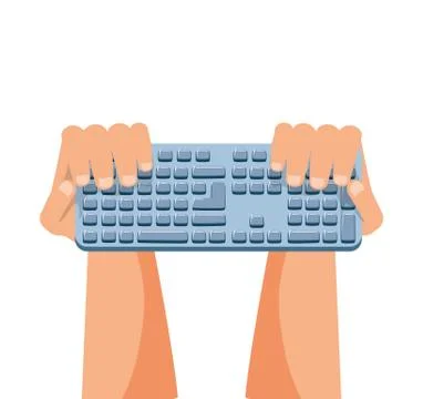 Hands using computer keyboard hardware Stock Illustration