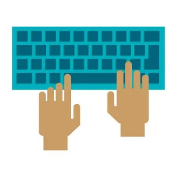 Hands using computer keyboard Illustrazione stock