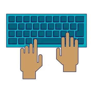 Hands using computer keyboard Stockillustratie
