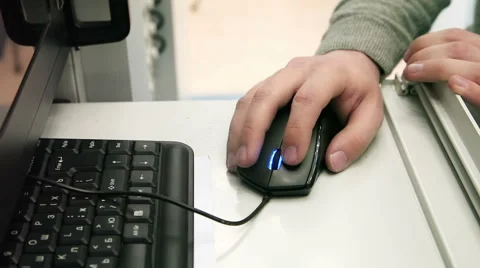 Hands Using Computer Mouse Stock Footage 60804931