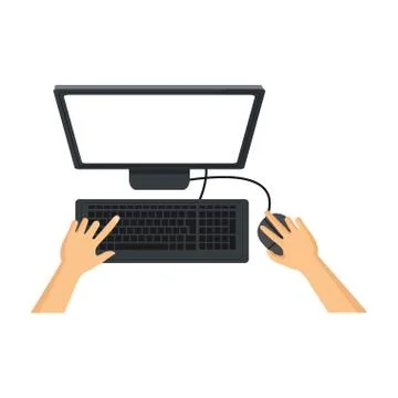 Hands using computer technology Stock Illustration