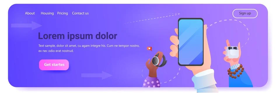 Hands using different gadgets digital addiction social media communication Illustrazione stock