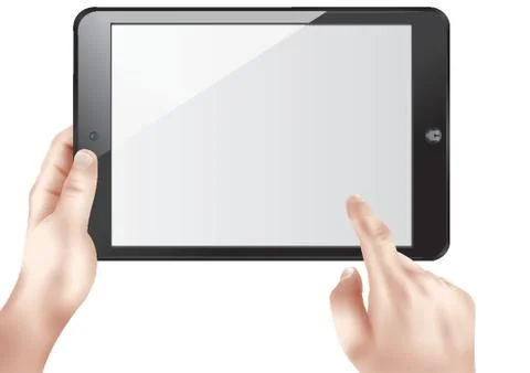 Hands Using Digital Tablet Stock Illustration