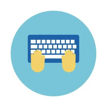 Hands using keyboard block style icon Stock Illustration