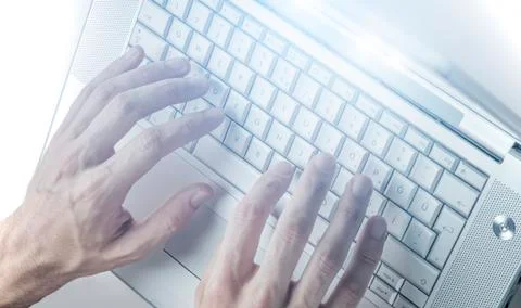 Hands using keyboard Stock Photos