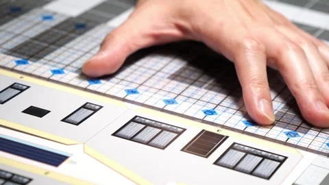 Hands using a knife to cut craft paper. San Francisco CA USA August 27th 2024 Stock Footage 282928618