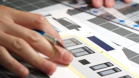 Hands using a knife to cut craft paper. San Francisco CA USA August 27th 2024 库存影片 282928682