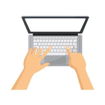 Hands using laptop computer Illustrazione stock