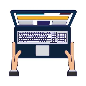 Hands using laptop Stock Illustration