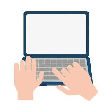 Hands using laptop Stock Illustration