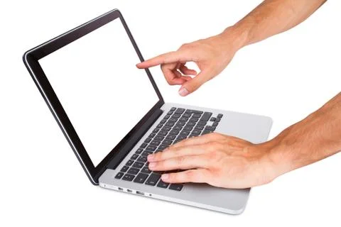 Hands using laptop Stock Photos