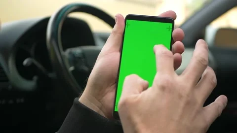 Hands using mobile mobile with green screen chroma key and using gestures Stock Footage 152845219