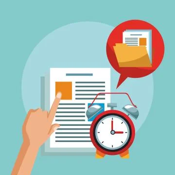 Hands using office elements 库存插图