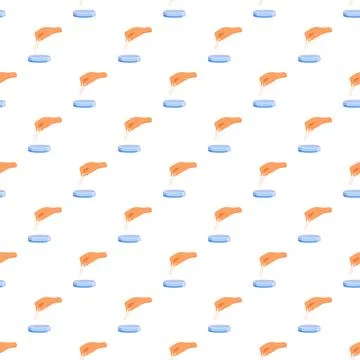 Hands using petri dishes scientific seamless pattern Illustrazione stock