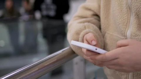 Hands using phone at airport or transit area Stock Footage 342078224