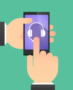 Hands using a phone showing  a hands free phone device Stock Illustration