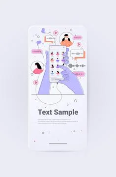 Hands using smartphone communicate by voice messages audio chat application Stock Illustration