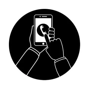 Hands using smartphone device technology Stock Illustration