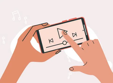 Hands using smartphone Stock Illustration