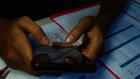 Hands using smartphone for mobile banking, Close-up of hands using a smartp.. Stock Footage 347858407