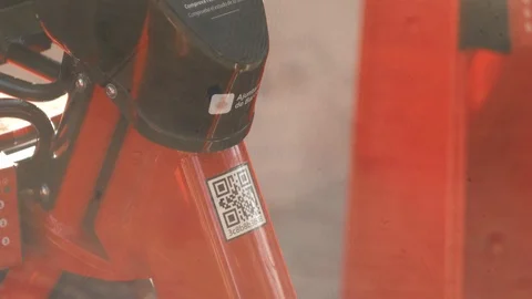 Hands using smartphone scanning the QR code of shared bike in city Stock Footage 123803728
