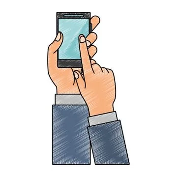 Hands using smartphone scribble Stock-Illustration