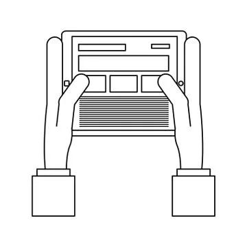 Hands using tablet in black and white 스톡 일러스트