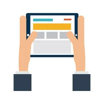 Hands using tablet Stock Illustration