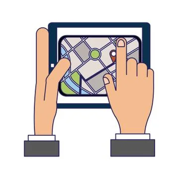 Hands using tablet Stock Illustration