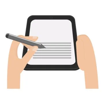 Hands using tablet with pen Stock Illustration